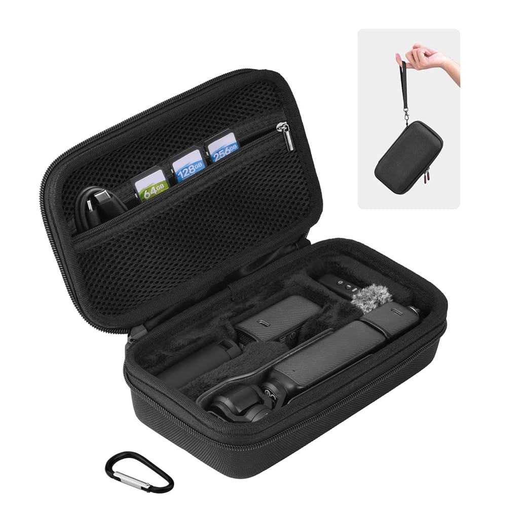 HASTHIP® Osmo Pocket 3 Funda Protectora Rígida,Estuche Portátil de Transporte con Mosquetón y Correa de Mano para DJI Osmo Pocket 3 Creator Combo y Accesorios Cámara,Negro HASTHIP® Osmo Pocket 3 Funda Protectora Rígida,Estuche Portátil de Transporte con Mosquetón y Correa de Mano para DJI Osmo Pocket 3 Creator Combo y Accesorios Cámara,Negro
